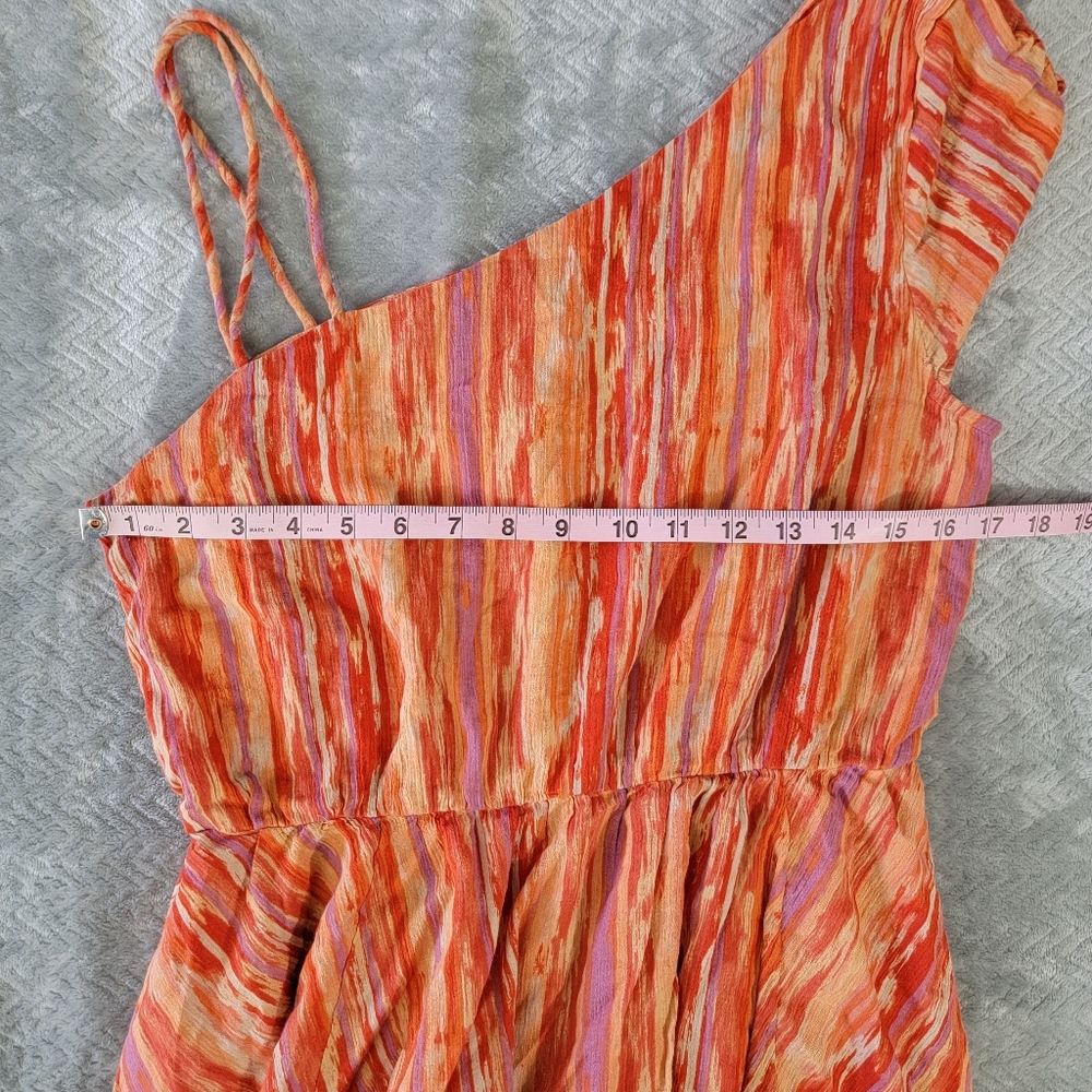 Free People Heart Shaped Face One Shoulder Mini Dress Orange/Multi-Size L #NA228 - Picture 8 of 10